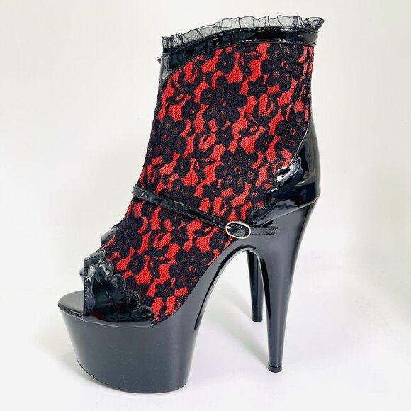 Ellie Shoes Camila Platform Lace Ankle Boot Black Faux Leather Size 10 - Picture 3 of 7